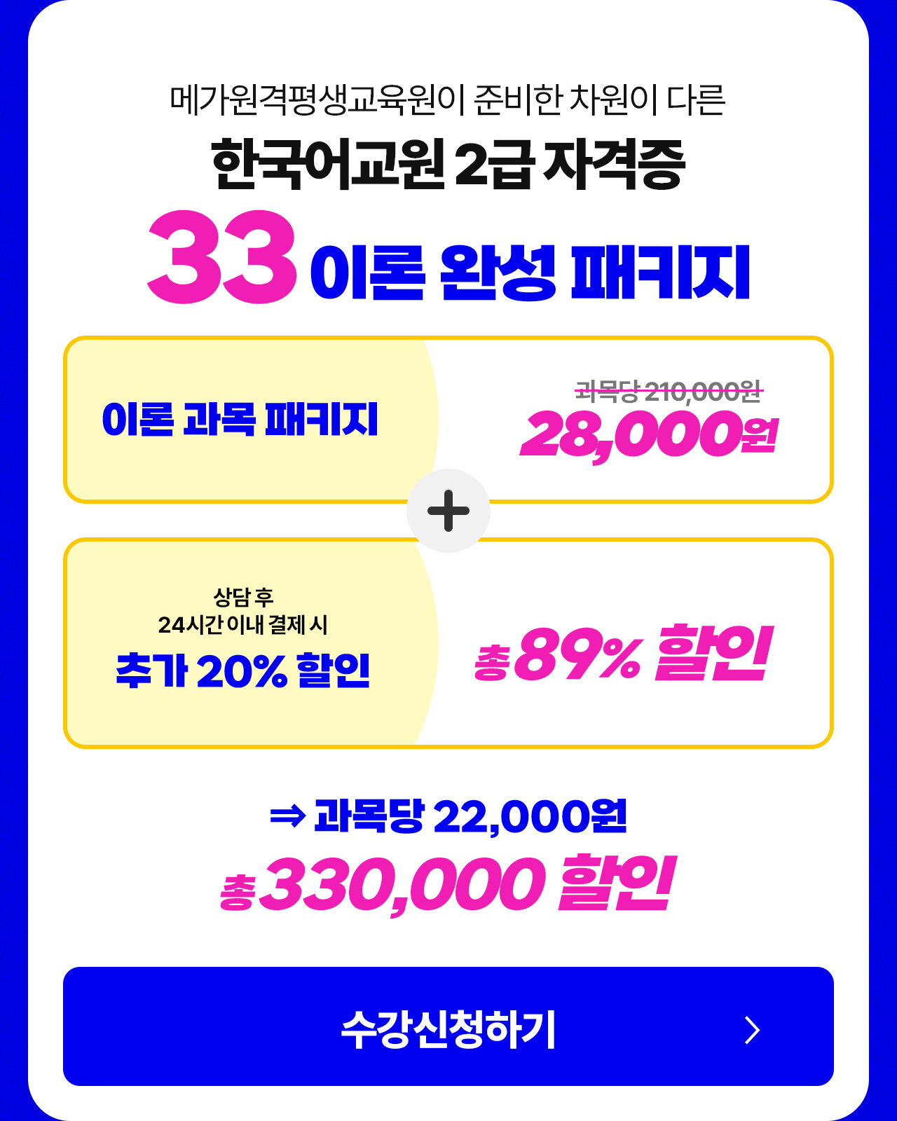 메가원격평생교육원이 준비한 차원이 다른 한국어교원 2급 자격증 33 이론 완성 패키지